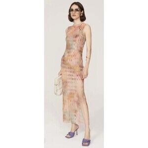 MISA Los Angelos Fernanda Dress $380 Small Mesh Abstract
